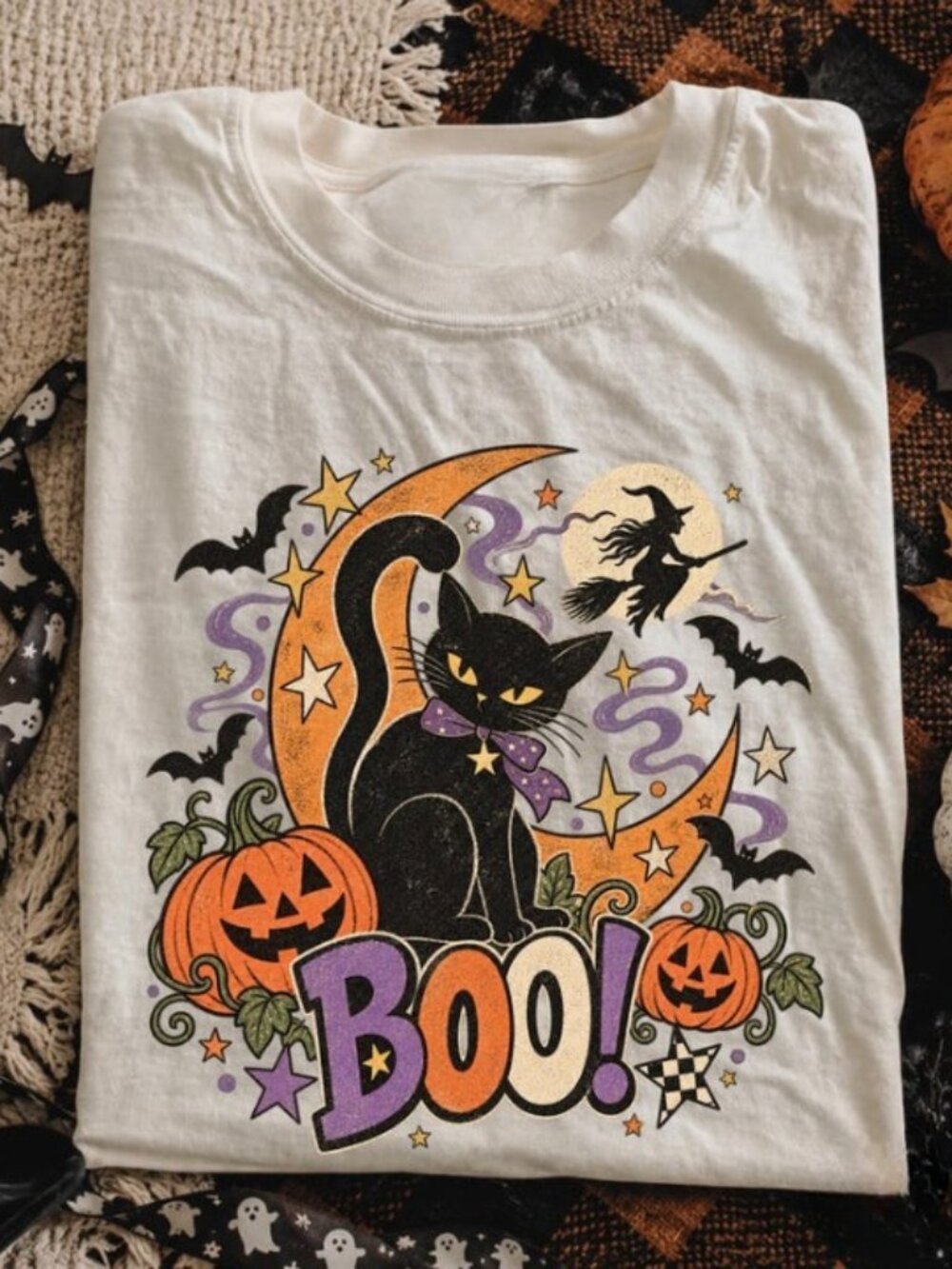 Black Cat Halloween T-Shirt, Boo Witchy Cat Shirt